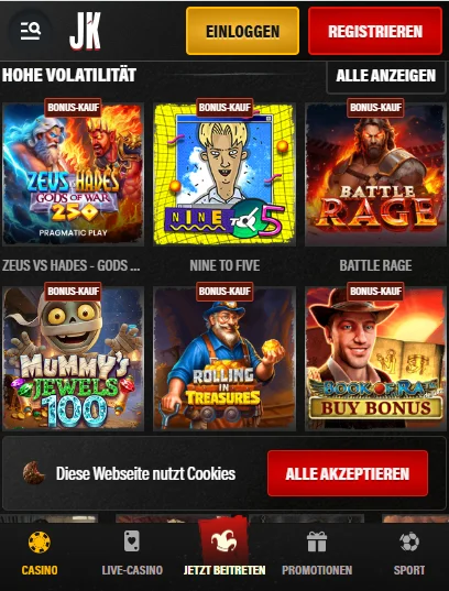 Jokery Online Casino ohne Limit — High Roller Tische