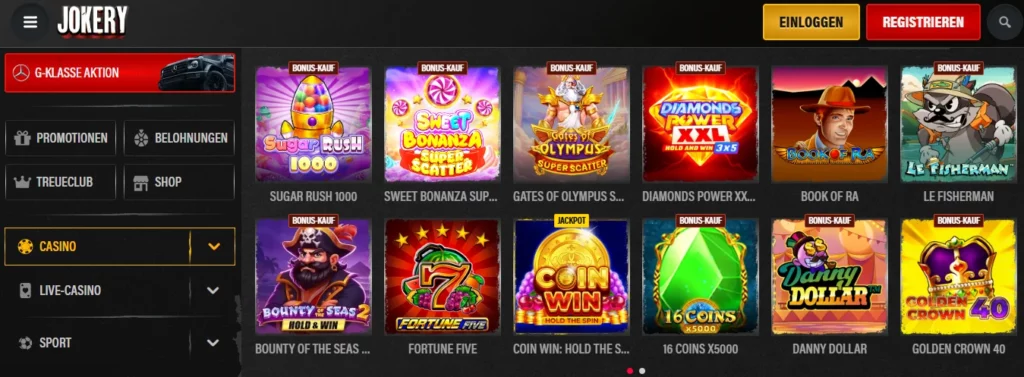 Jokery Online Casino Spielauswahl